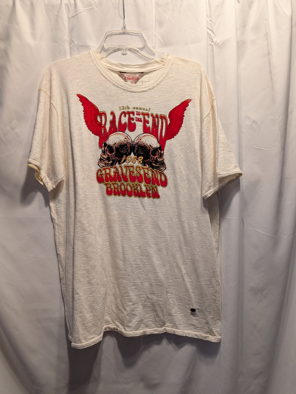 NWT Addicted Soul Motor Co. T-Shirt XXL Race To The End Brooklyn Skulls + Pin